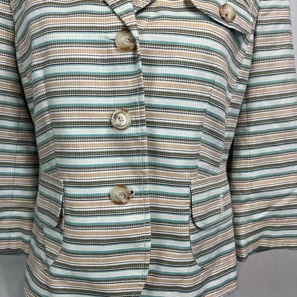 Ann Taylor Loft Blazer Jacket size 8 Blue Olive Khaki Pockets Casual Career Slim - Picture 4 of 7